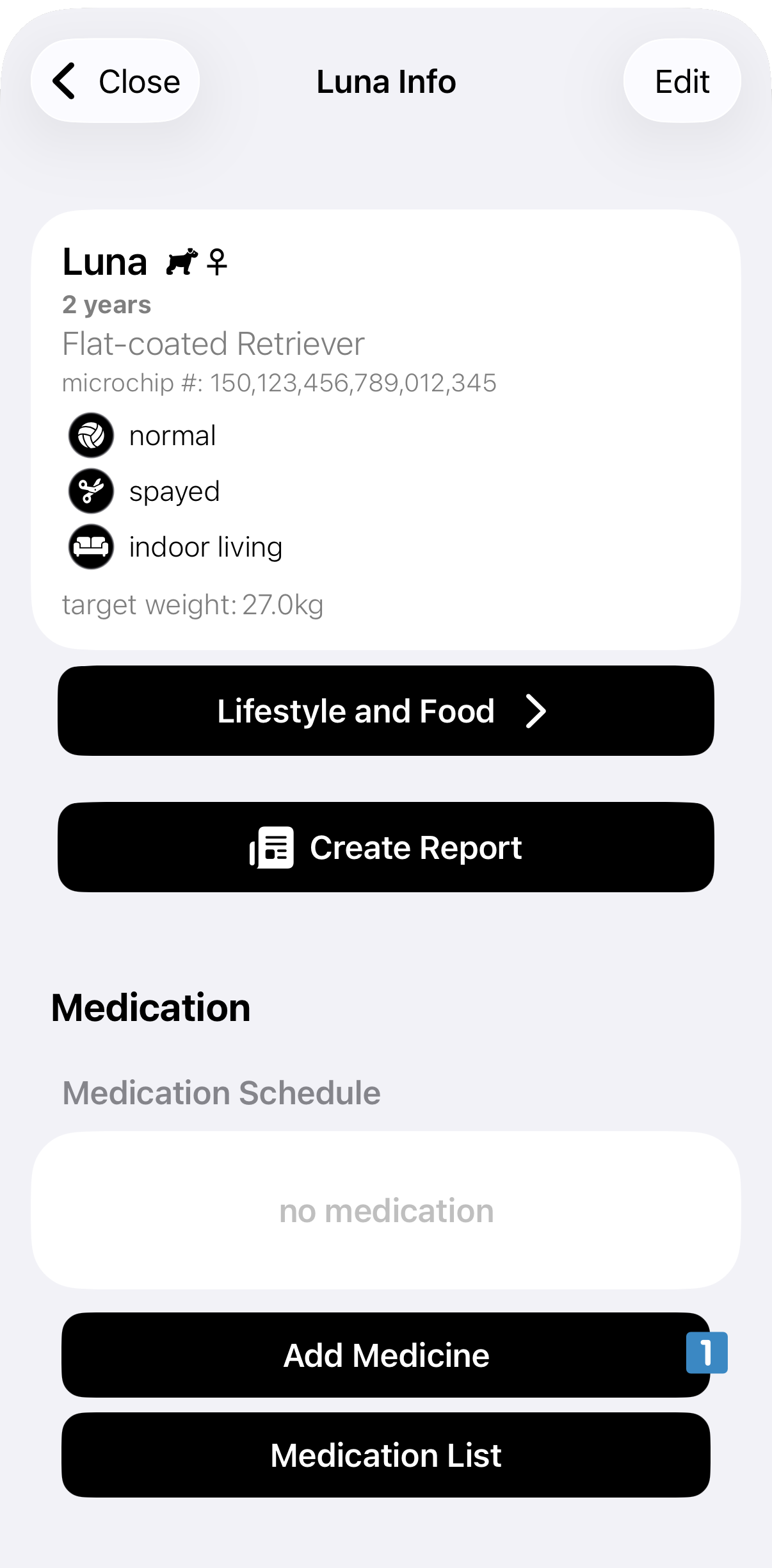 pet details screen
