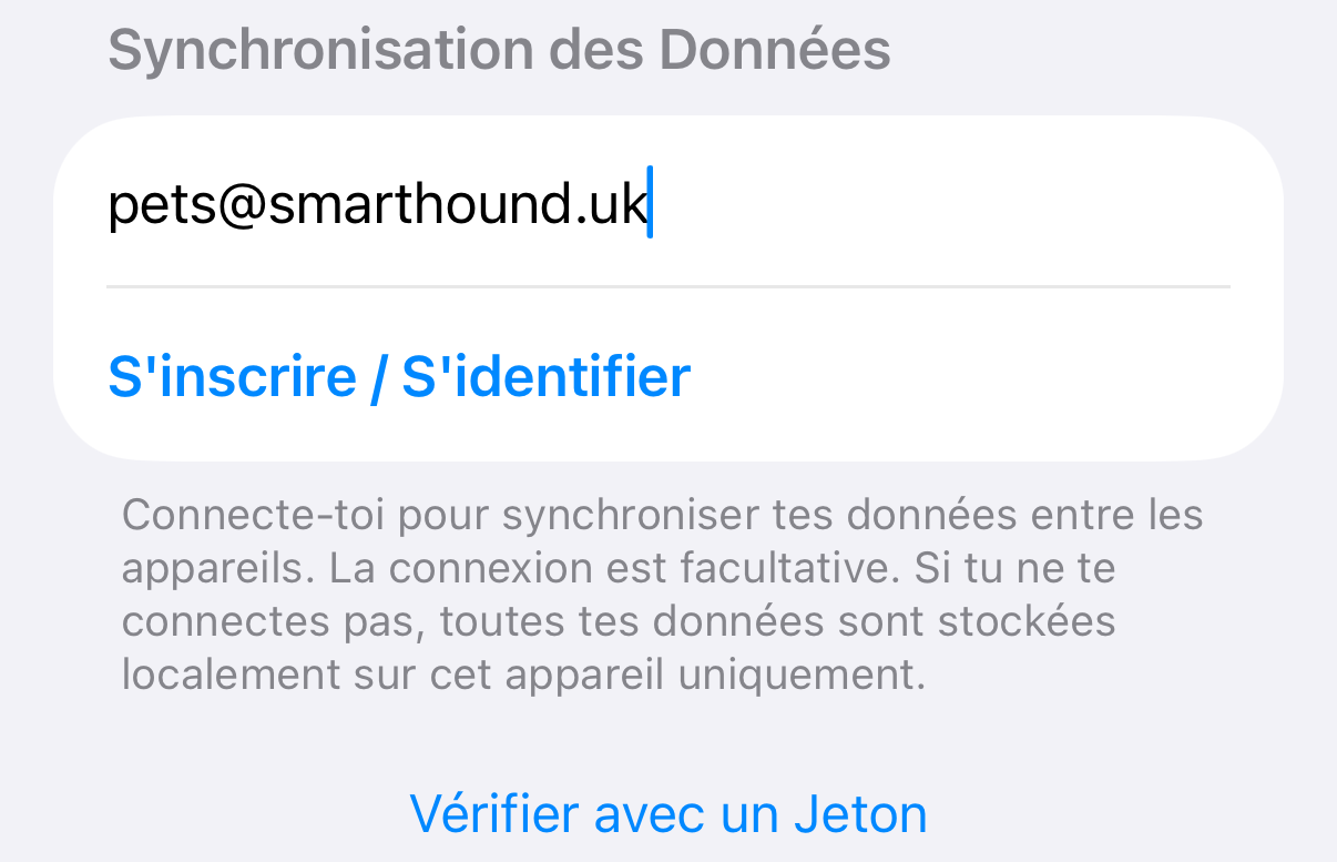 Écran d’inscription/connexion