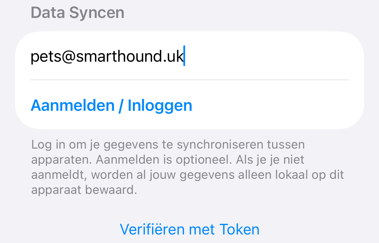 Scherm voor aanmelden/inloggen